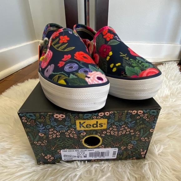 Rifle Paper Co. Shoes - Rifle & Co floral triple deck Juliett Slip on